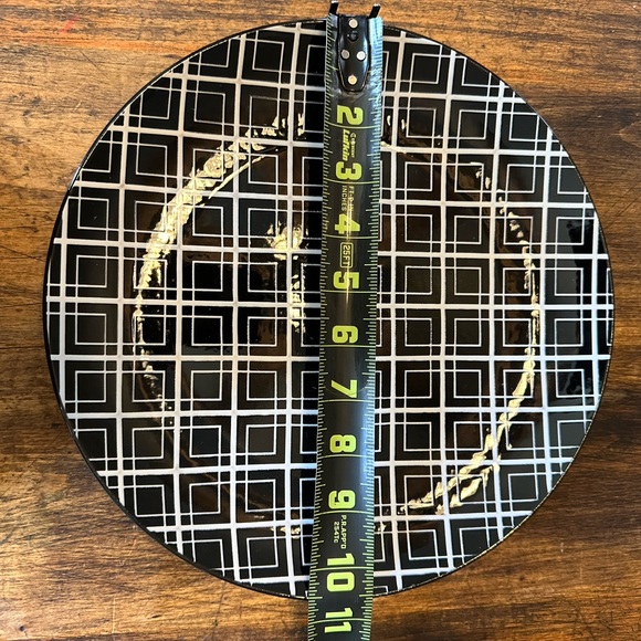 Dover & York Black and White Geometric Pattern Ceramic Dinner Plate 10.25” New - Picture 5 of 6